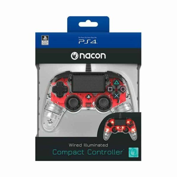 Bigben PS4 Nacon Wired Light Compact Controller prozirno-crveni