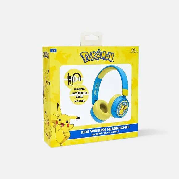 Dječje bežične naglavne Bluetooth slušalice s mikrofonom OTL Pokemon Pikachu plavo-žute