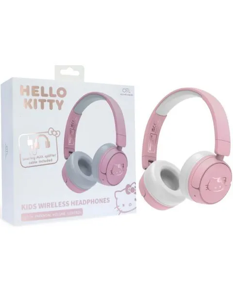 Dječje bežične naglavne Bluetooth slušalice s mikrofonom OTL Hello Kitty rozo-bijele